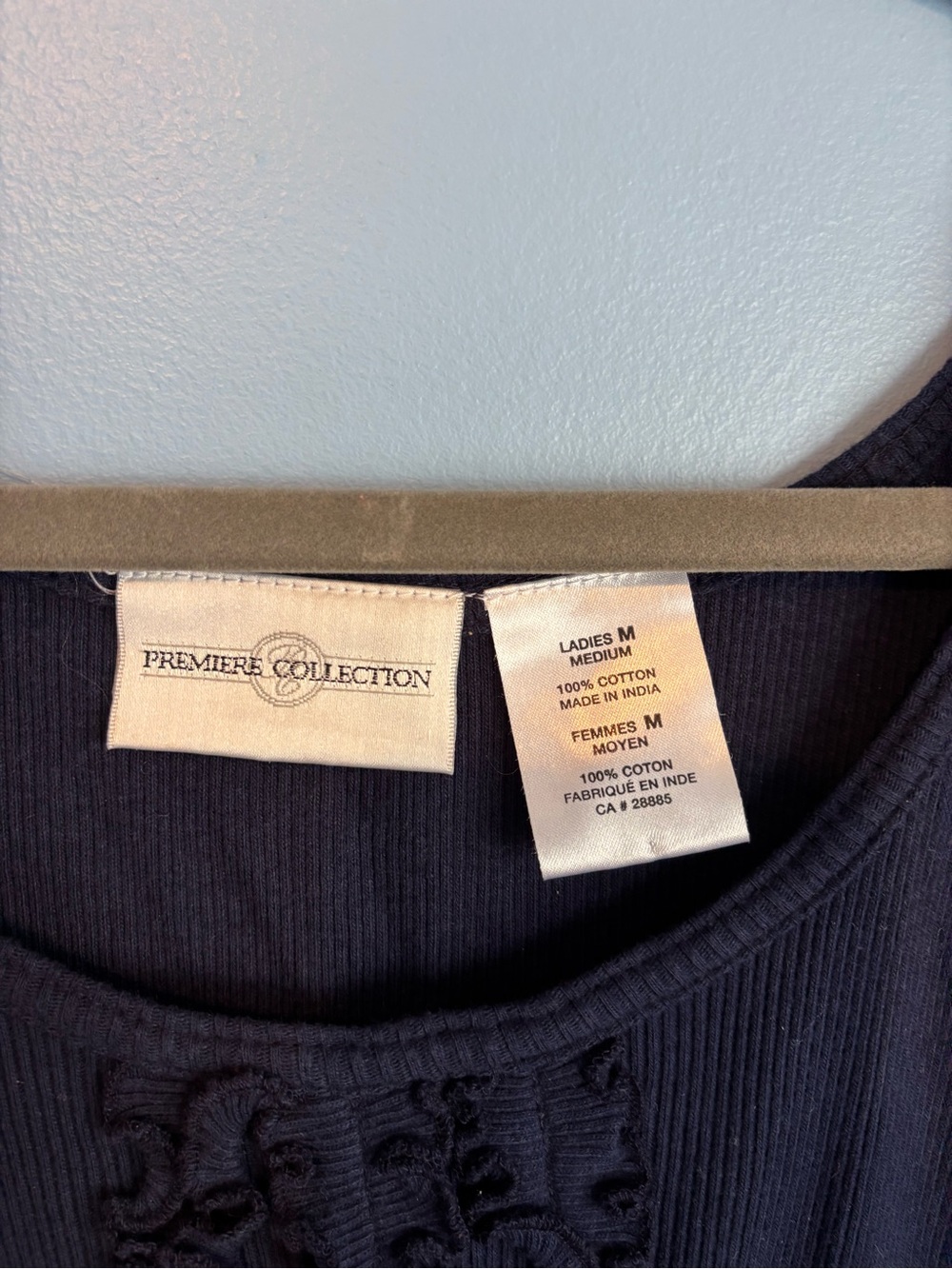 Vintage Navy Ribbed Tank with Front Ruffle Detail - Picture 2 of 3